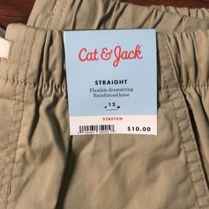 Cat & Jack Straight Stretch Flex Drawstring Khaki Pants Sz 12 NWT